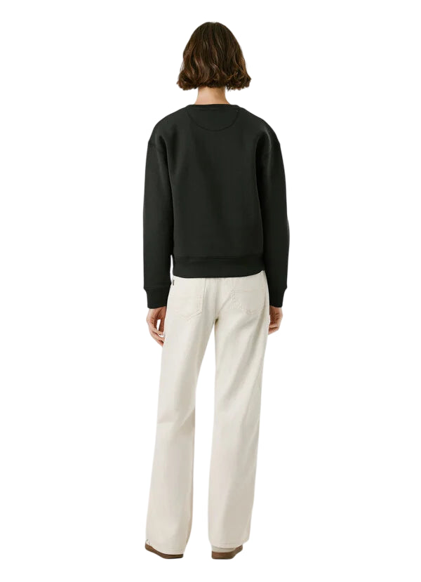 Pepe Jeans Felpa Donna BABI PL5800017 999 Nero - Felpa Girocollo Casual con Logo - retro