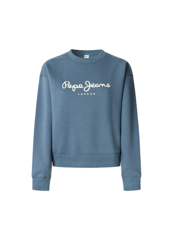 Pepe Jeans Felpa Donna BADDY PL5800002 556 Drill Blu - Felpa Girocollo Casual e Comfort