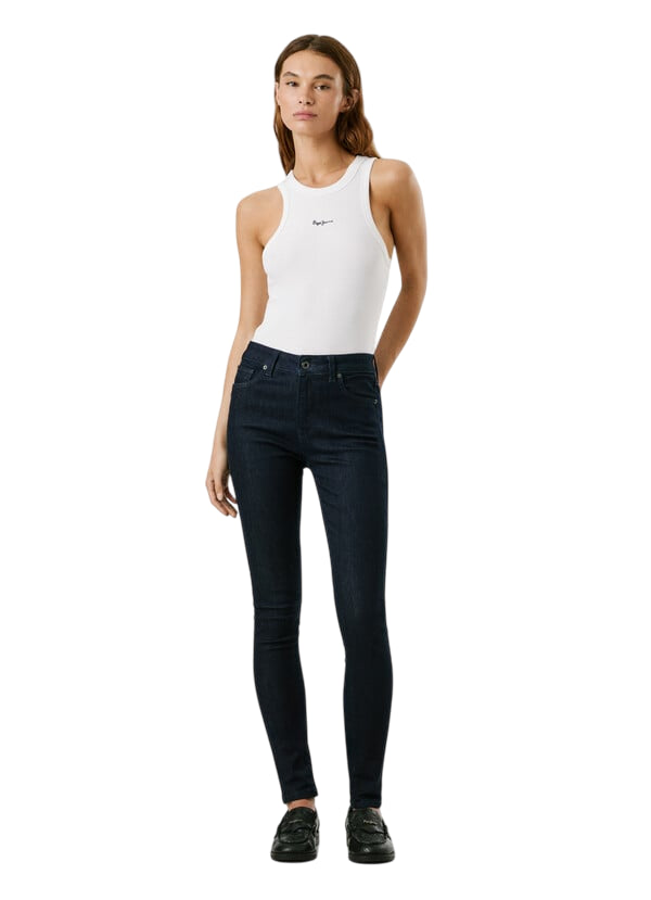 Pepe Jeans Jeans Donna PL2047288 Regent Nero – Skinny Fit a Vita Media, Eleganza e Comfort Everyday
