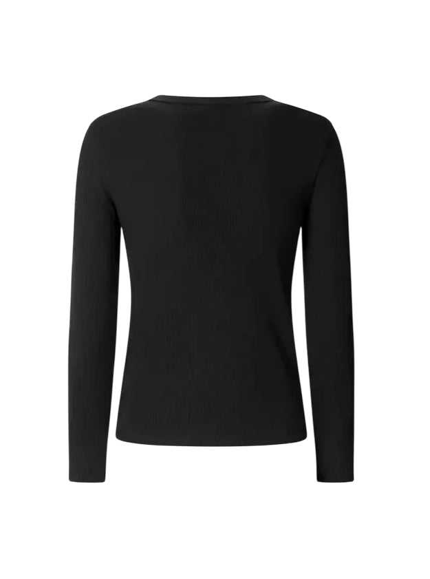 Pepe Jeans Maglia Donna BETINA PL5000025 999 Nero - Maglia Aderente Girocollo a Coste in Cotone - RETRO