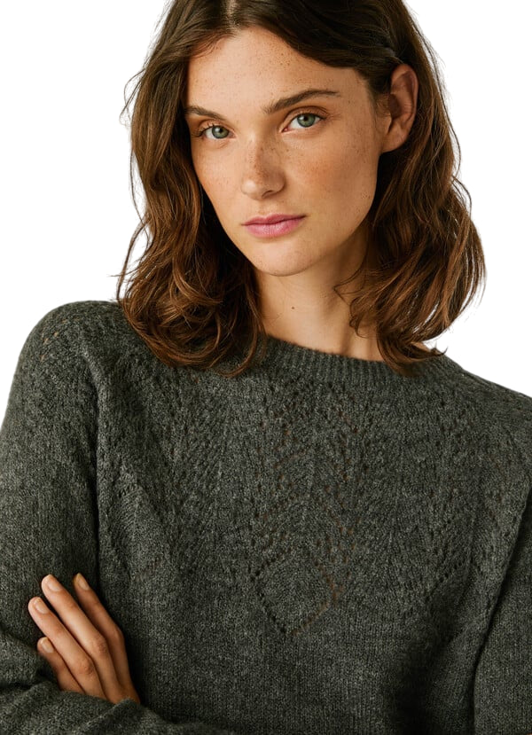 Pepe Jeans Maglioncino Donna Cherry PL7000010 963 Grigio - Maglione Girocollo Leggero e Casual - dettaglio