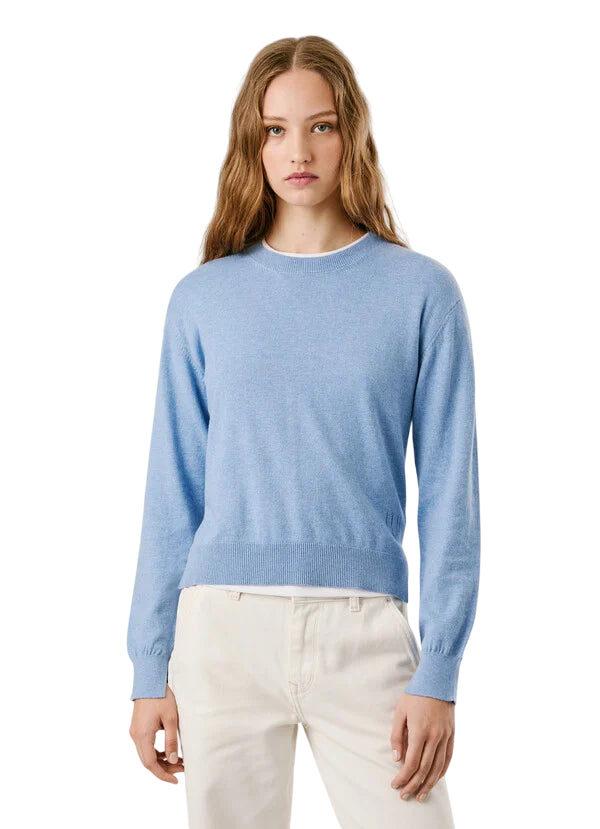 Pepe Jeans Maglioncino Donna Coraline PL7000035 celeste - Maglione Girocollo Cotone Casual - frontale