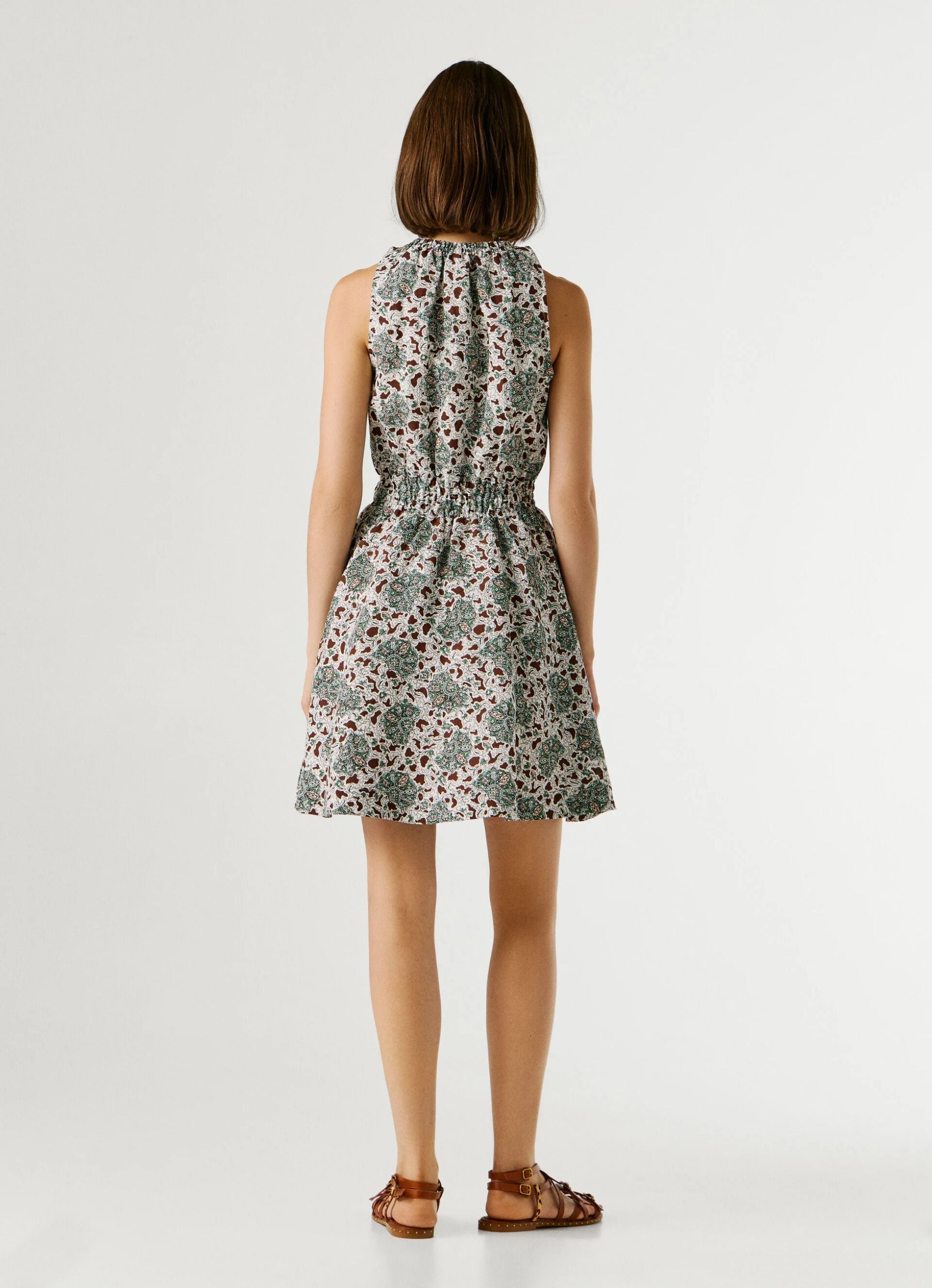 Pepe Jeans abito corto da donna con stampa floreale Cora PL9537778 verde acqua dietro