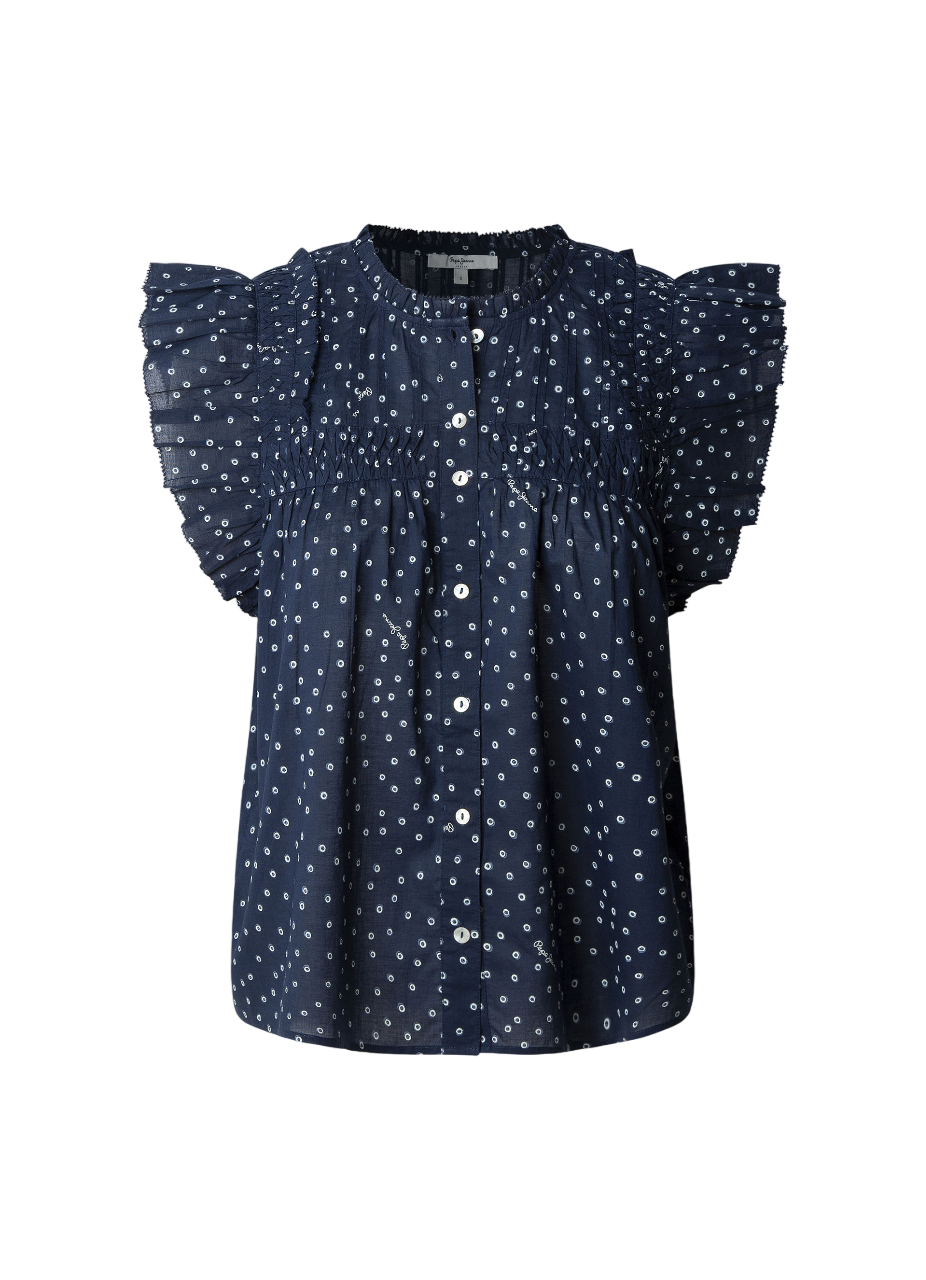 Pepe Jeans camicia smanicata da donna con scollo tondo Dialla PL305055 588 blu