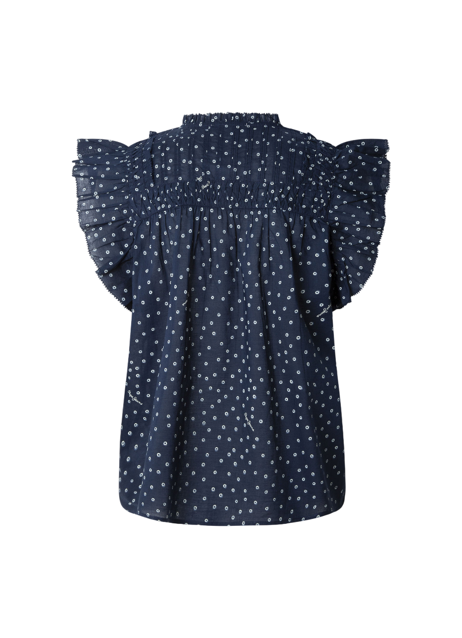 Pepe Jeans camicia smanicata da donna con scollo tondo Dialla PL305055 588 blu1