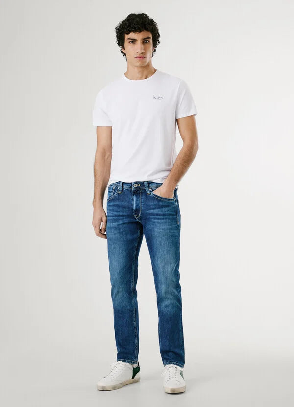 Pepe Jeans t-shirt slim fit con logo stampato da uomo PM5010180 800 bianco