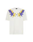Phobia maglietta bianca manica corta da adulto PH00620 stampa fulmini stellati gialli e viola