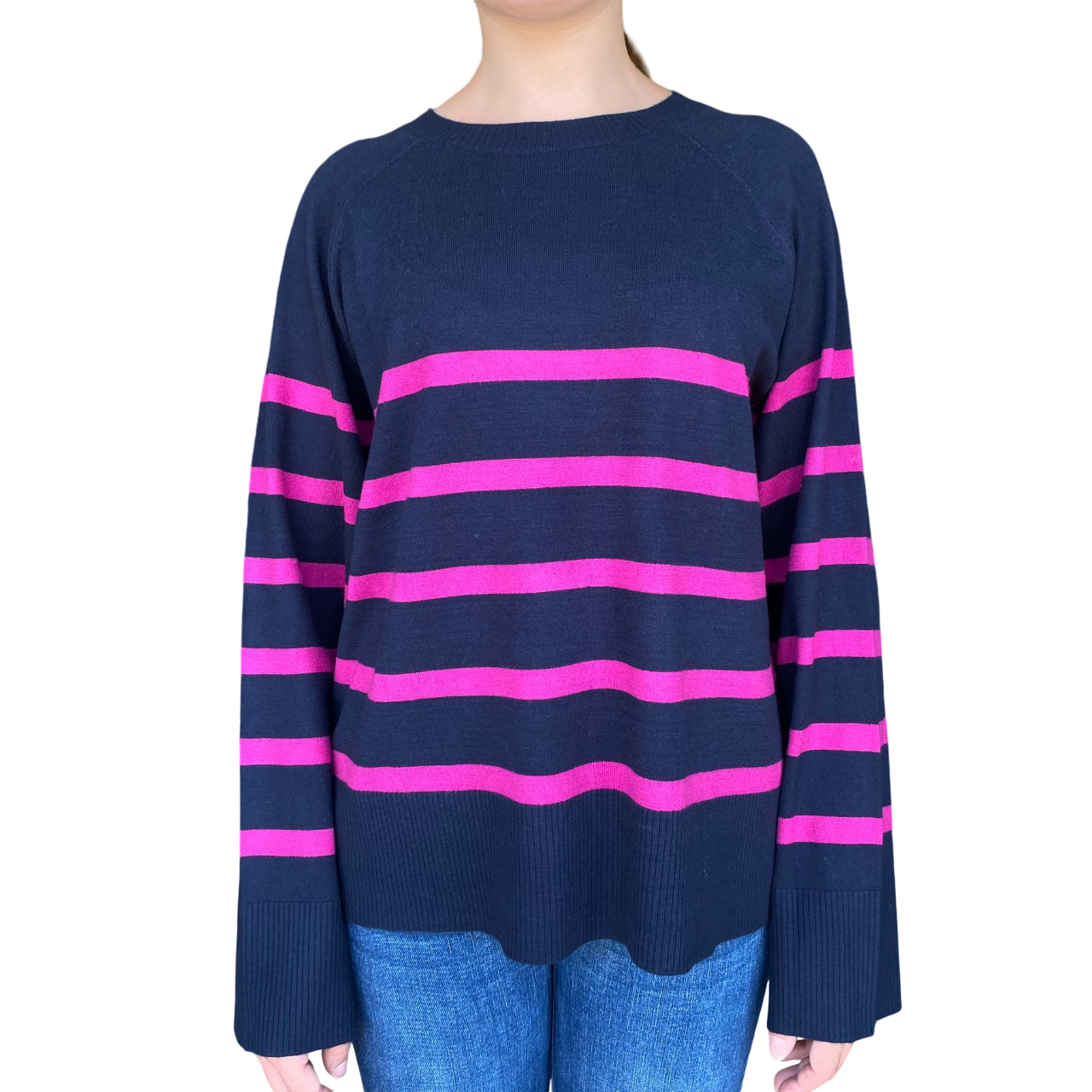 Pieces maglia girocollo a fasce da donna Pcsia 17146322 blu-fucsia