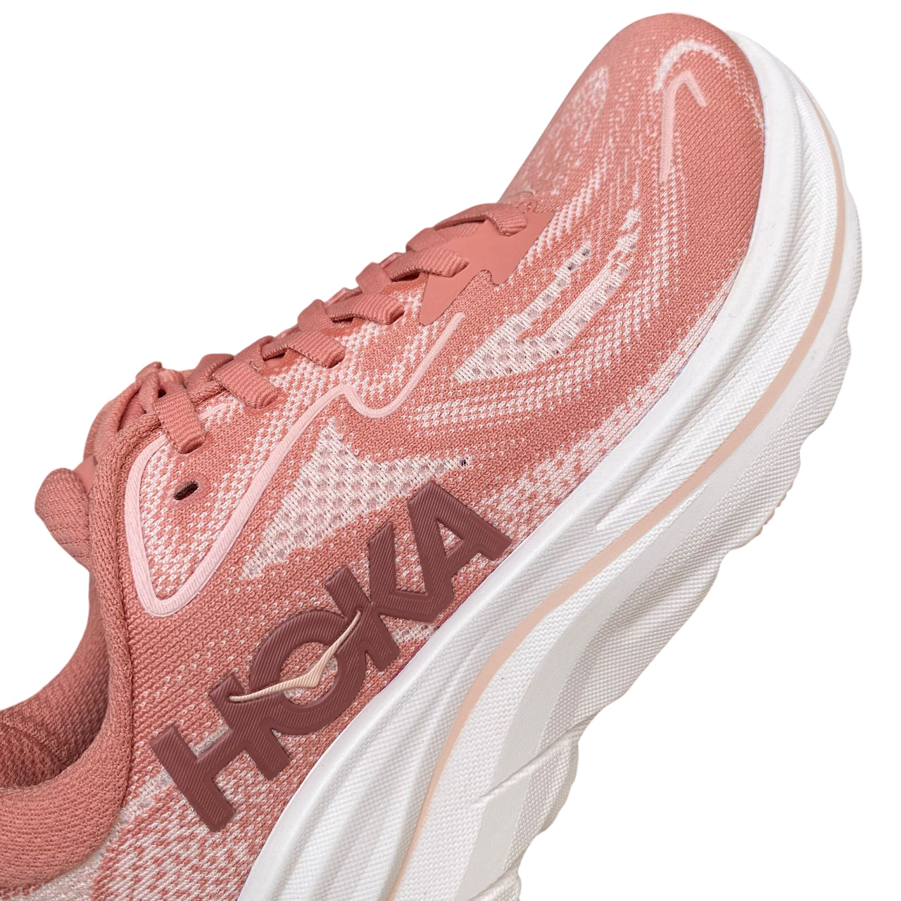Profilo esterno Hoka One One Clifton 10 con logo Hoka e design iconico per running donna