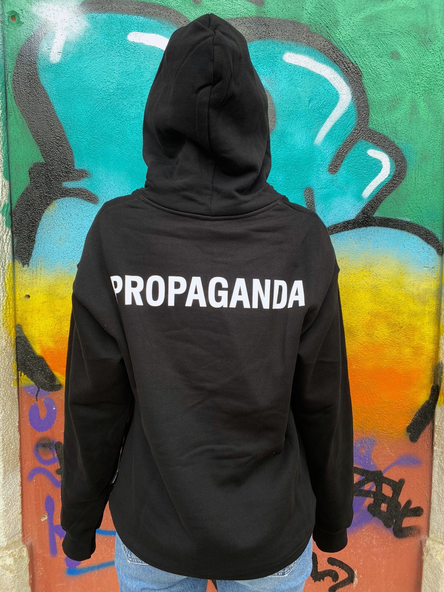 Propaganda felpa con cappuccio Logo 293-01 nero retro