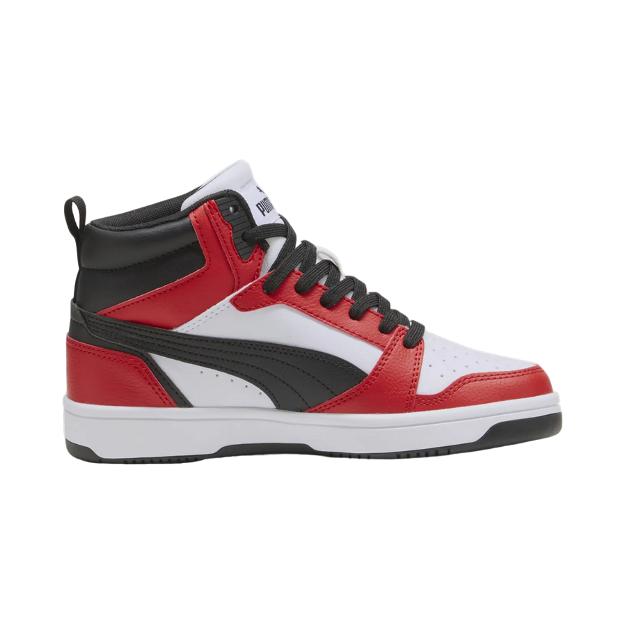 Puma Scarpa sneakers alta da ragazza Rebound v6 Mid 393831 03 bianco-nero-rosso