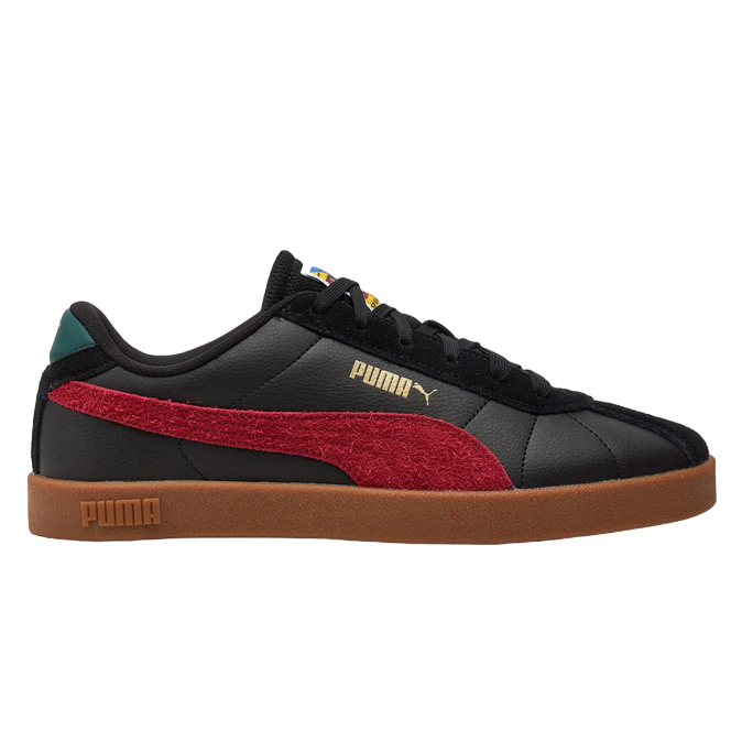Sneakers Puma Club II Year Of Sports 397446-01 nero-rosso da adulto, vista laterale e dettagli design retrò
