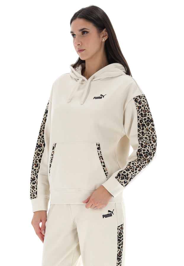Puma Felpa Donna con Cappuccio 688084-87 Beige - laterale 