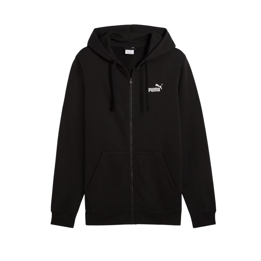 Puma Felpa con cappuccio da uomo con logo piccolo ricamato Essential 682588-01 nero