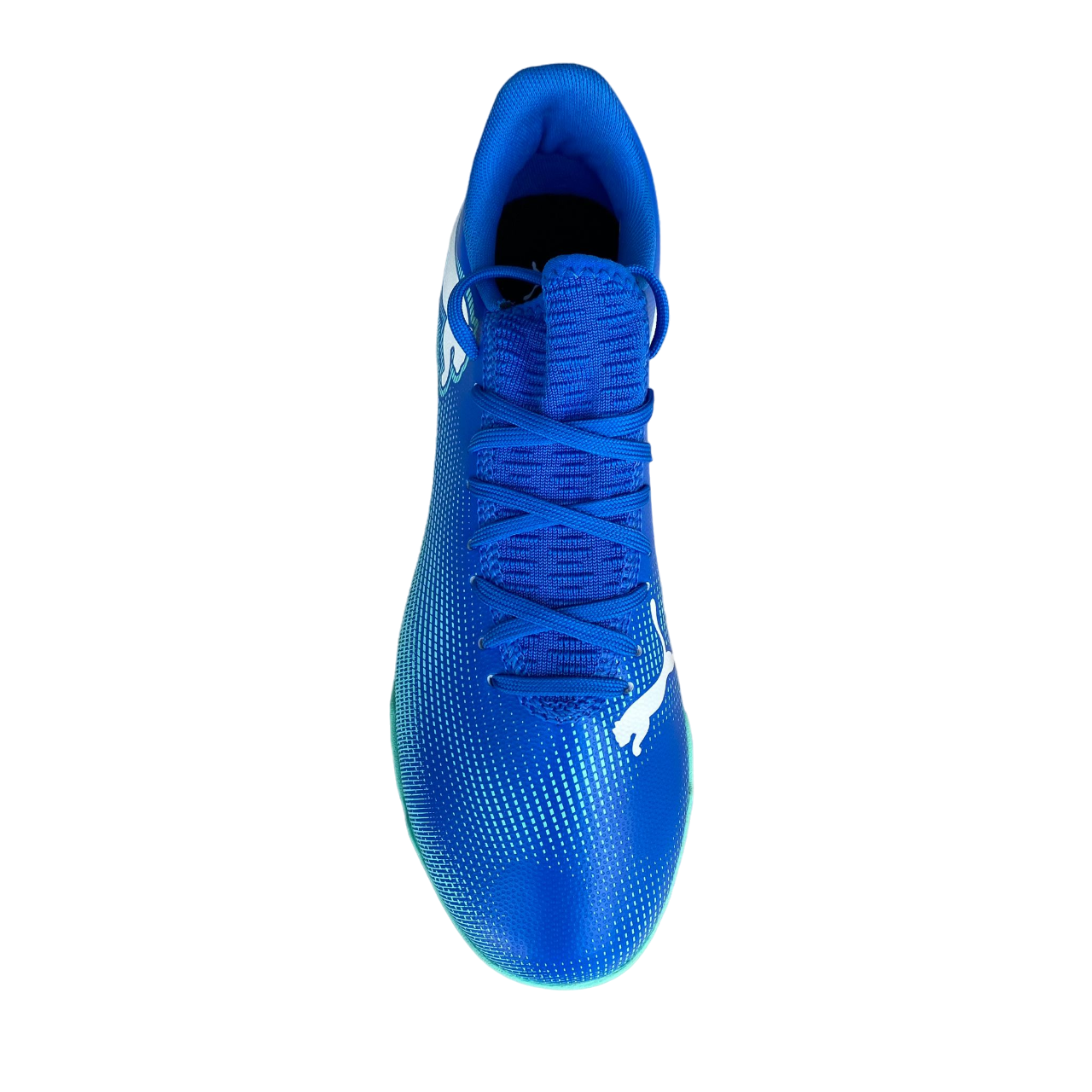 Scarpe da calcetto Puma Future 7 Play TT 107943-01 colore blu azzurro e menta con suola TT per superfici indoor