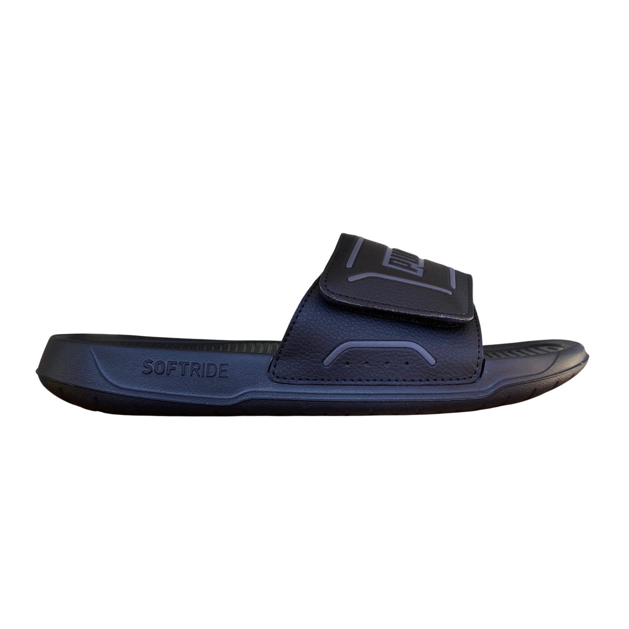 Ciabatte da uomo Puma Royalcat Comfort 2 400338-01 nero-grigio con velcro vista laterale