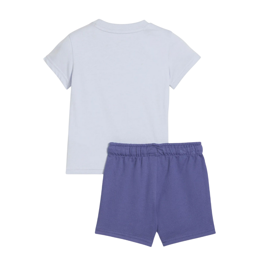 Puma completo da bambina maglietta e pantaloncino in cotone Minicats Essential 686285-47 glicine-mirtillo