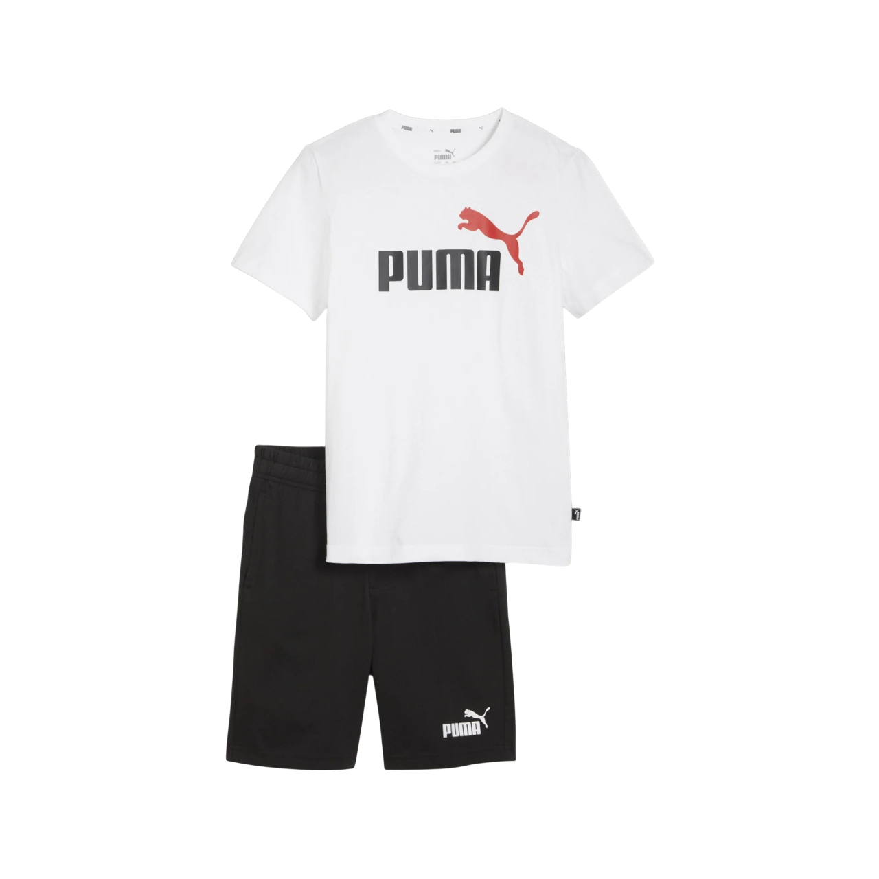 Puma completo maglietta e pantaloncino junior Essential 686298-02 bianco-nero