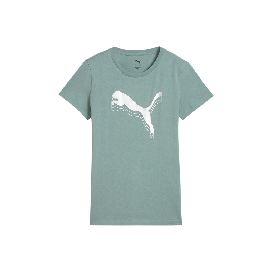 Puma maglietta manica corta unisex con logo metallizzato Essentials 684995-30 verde-argento