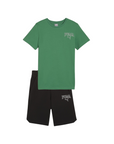Puma completo maglietta e pantaloncino in cotone da ragazzo Squad 679284-86 verde-nero