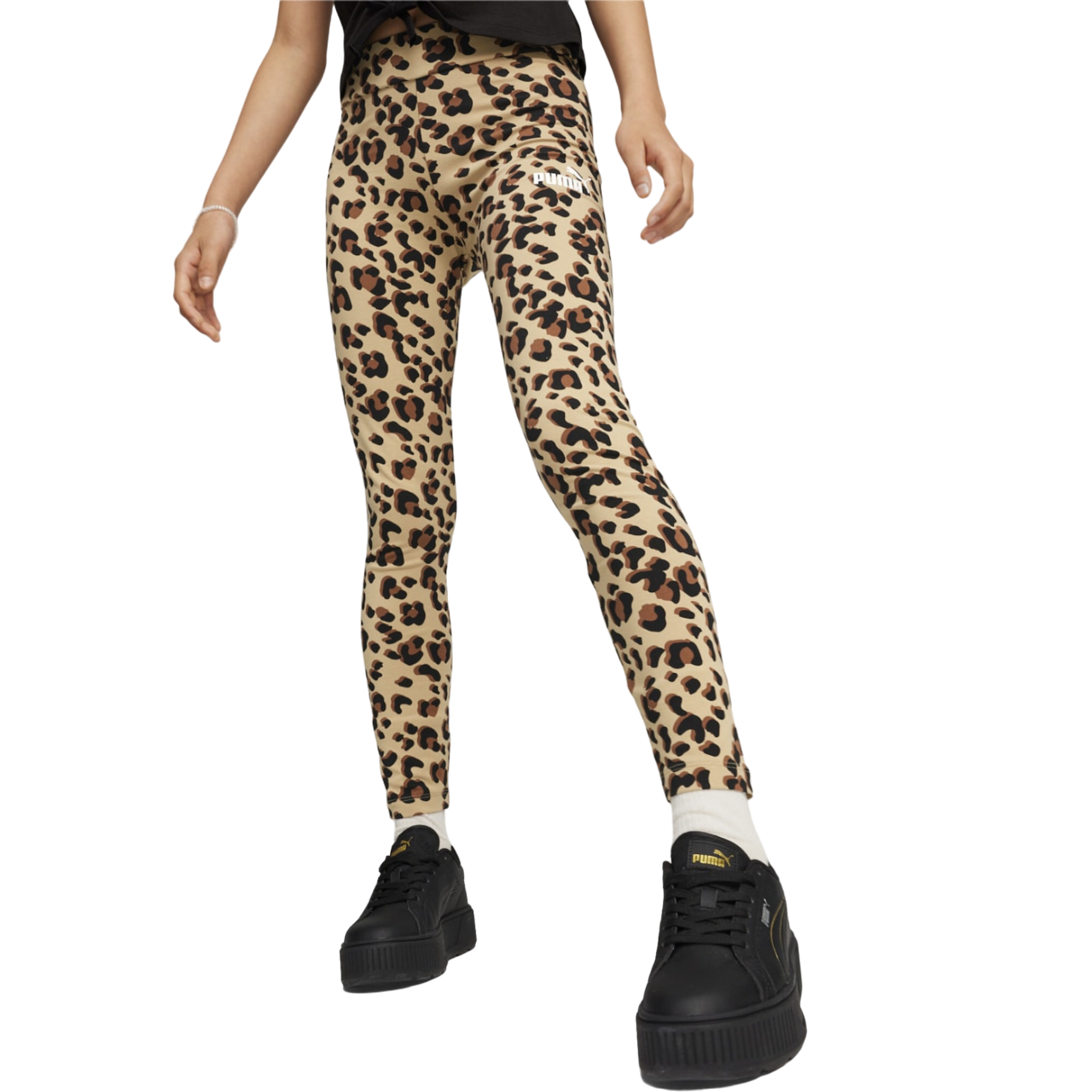 Puma pantalone aderente in cotone elasticizzato da ragazza Ess Animal 679415-83 tortora