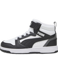 Puma scarpa alta da ragazzi con laccio e strappo Rebound V6 393832-01 bianco-nero