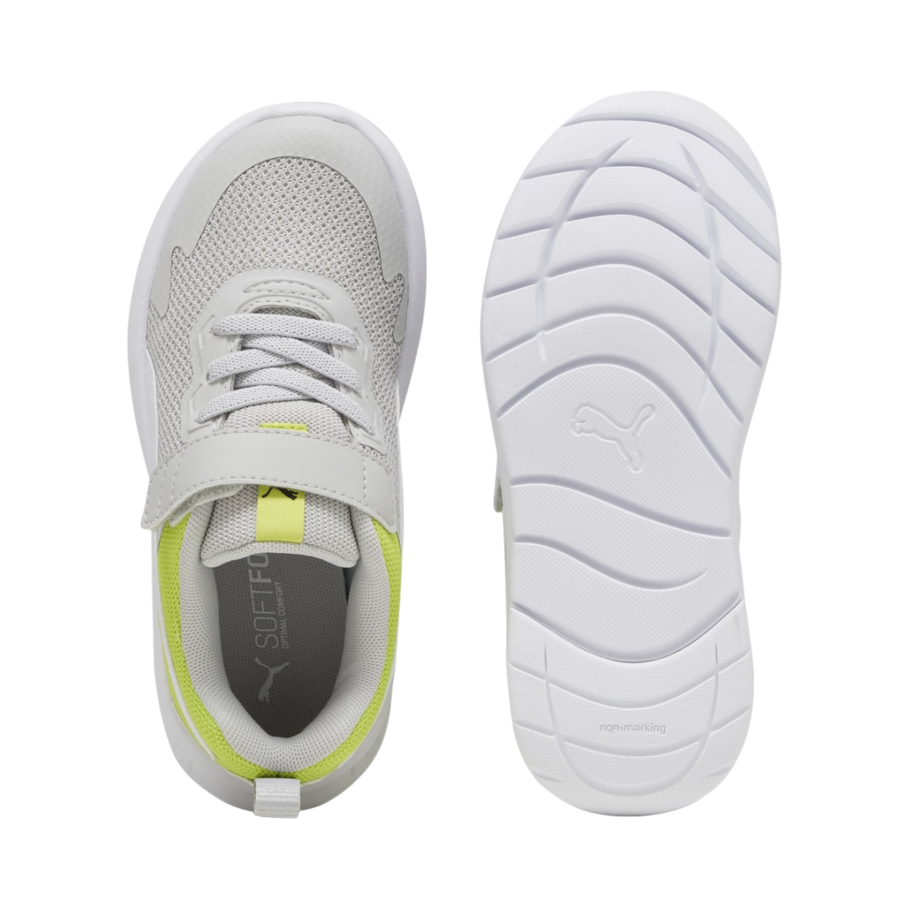 Puma scarpa da ginnastica da bambino con laccio elastico e strappo Evolve Run 386239-10 grigio