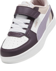 Puma scarpa sneaker da bambina con laccio elastico e velcro Caven 2.2 Block 394462-11 prugna-bianco