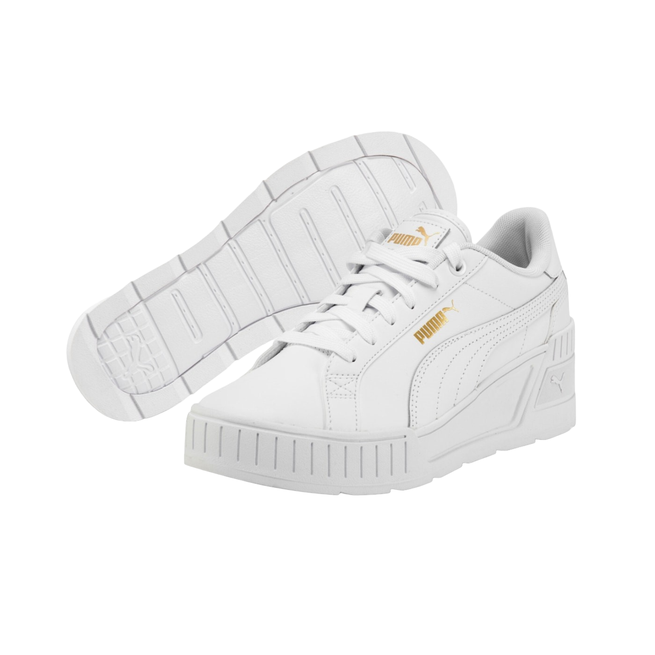Puma scarpa sneaker da donna con rialzo Karmen Wedge 390985-07 bianco-oro