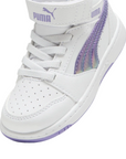 Puma scarpa sneakers alta da bambina Rebound V6 Mid Bouncy 398727-01 bianco-lavanda