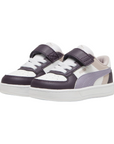 Puma scarpa sneakers da bambina con laccio elastico e velcro Caven 2.0 Block 394463-11 prugna-bianco