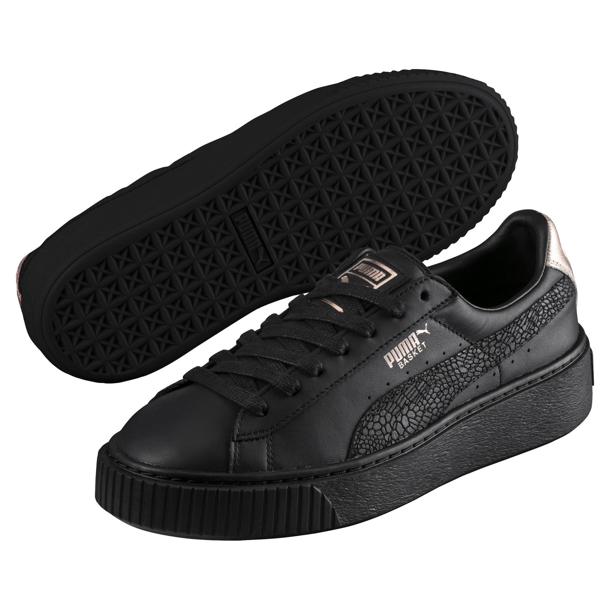 Puma scarpa sneakers da donna con zeppa Basket Euphoria RG 366814 01 nero