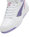 Puma scarpa sneakers da ragazza Rebound V6 Mid Bouncy Sky 398725-01 bianco-lavanda