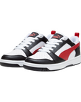 Puma scarpa sneakers da ragazzi Rebound v6 393833-04 bianco-nero-rosso