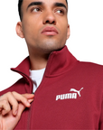 Puma tuta da uomo in cotone con cerniera Clean Sweat Suit FL 585841-13 rosso scuro-nero