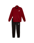 Puma tuta da uomo in cotone con cerniera Clean Sweat Suit FL 585841-13 rosso scuro-nero