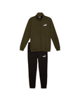 Puma tuta da uomo in cotone con cerniera Clean Sweat Suit FL 585841-70 verde oliva-nero