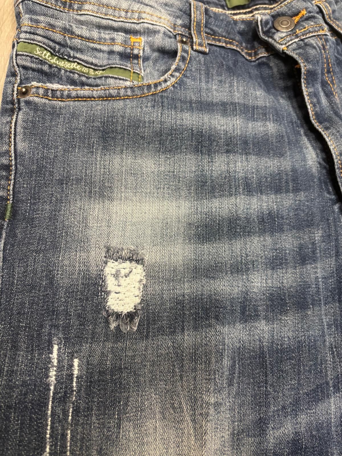 Setteduesette by Klixs pantalone jeans uomo Mike 01154ND rotto slavato blu
