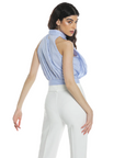 Relish Camicia da donna ADEONA corta senza manica scollo americana con volant righe RDP2403056037 lavanda