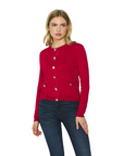 Relish Cardigan da donna a manica lunga con tasche più bottoni gioiello Cornelia RDA2402054045 rossetto rosso