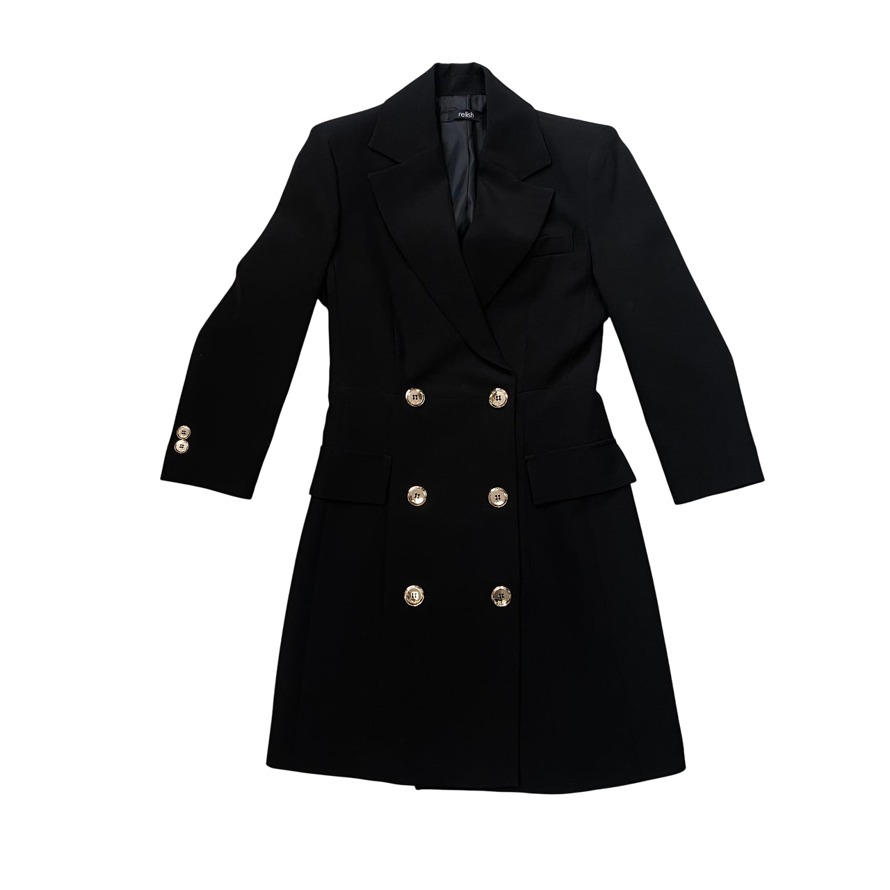 Relish – Abito Donna CRUZ Corto M.7/8 Effetto Giacca Doppiopetto con Revers e Tasche RDA2509006001 Nero | Eleganza Sartoriale, Struttura Femminile e Versatilità Made In Italy