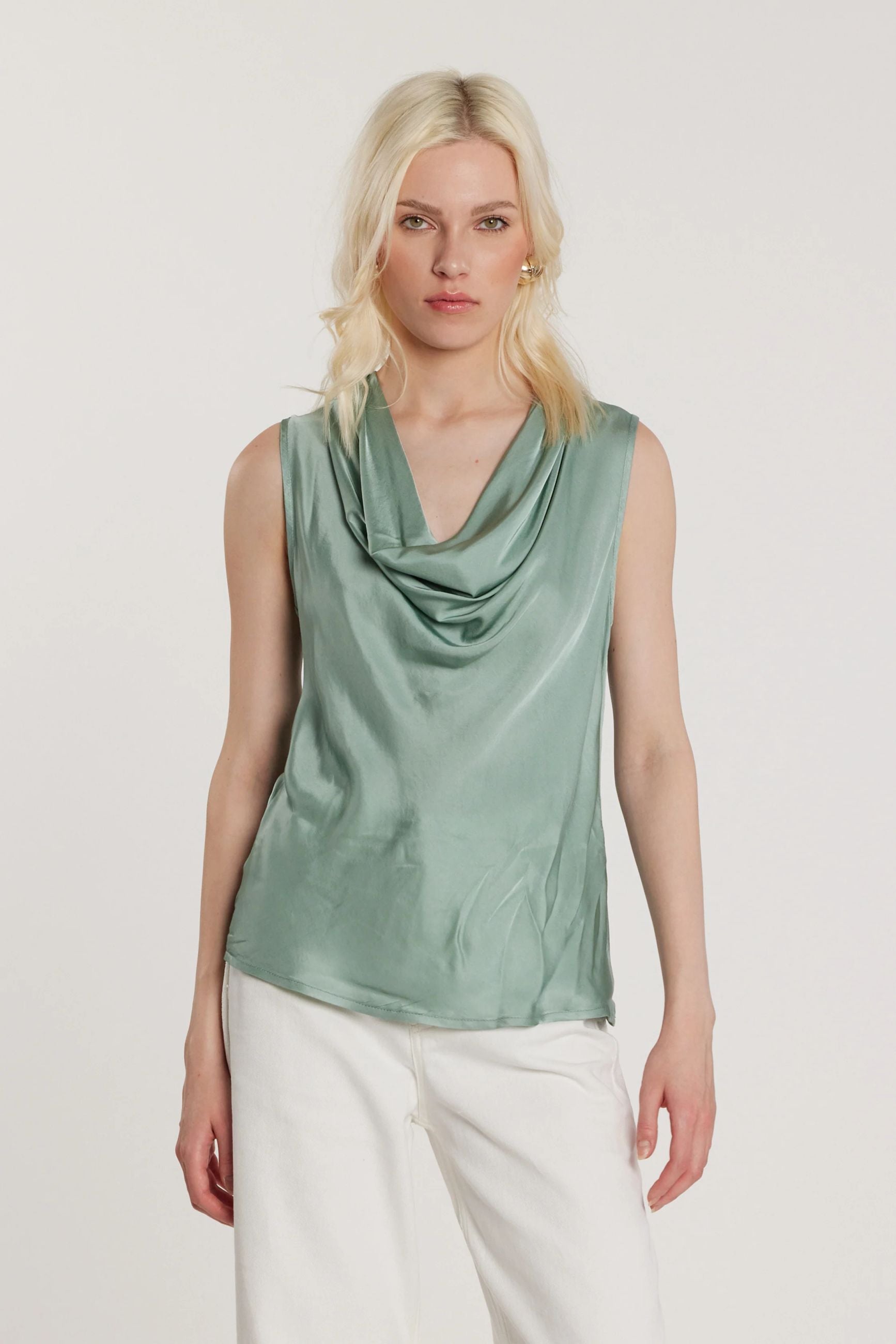 Relish Blusa WOLFY smanicata con scollo morbido raso RDP2603055017 verde ghiaccio