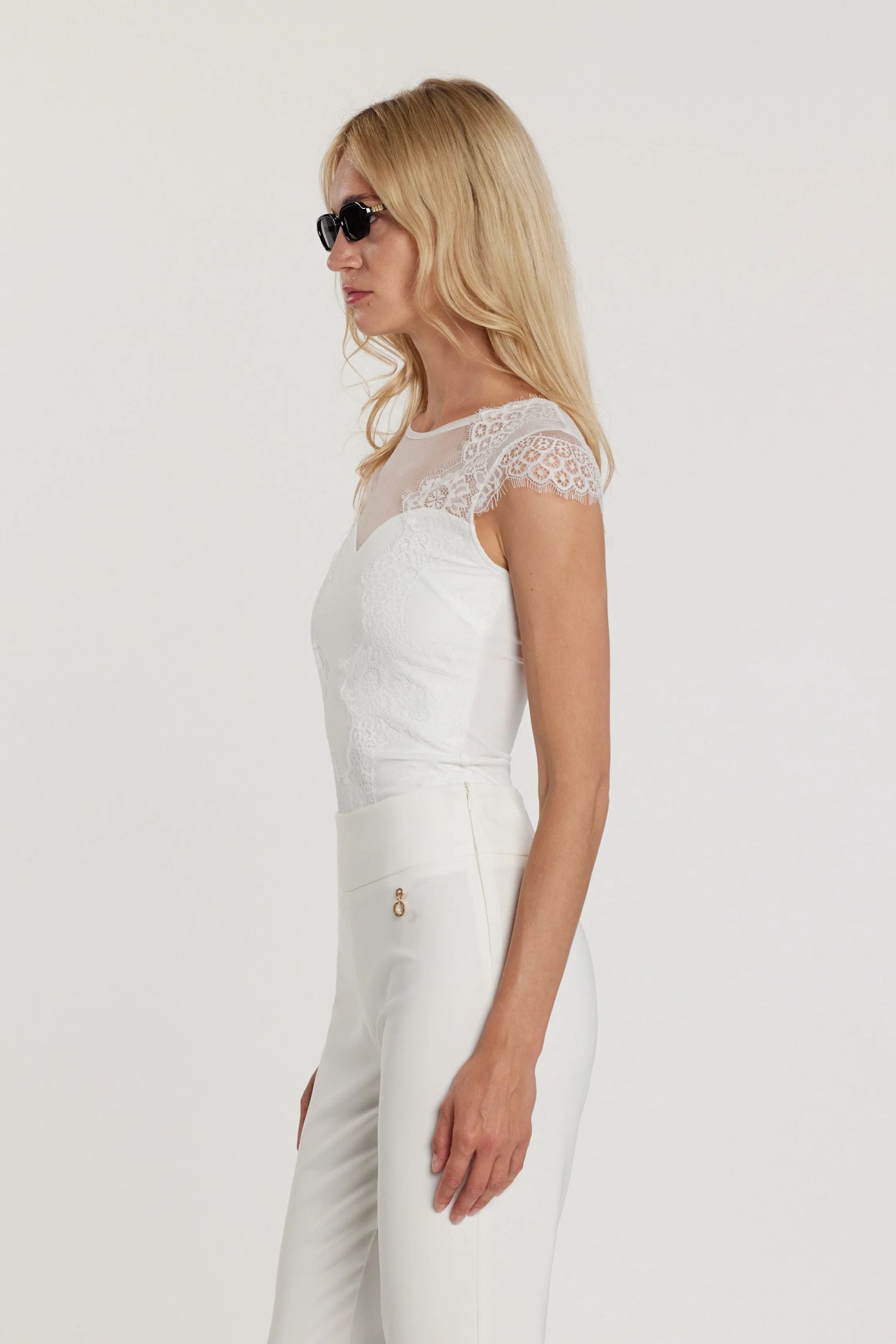 Relish Body BASIS maniche corte con inserti tulle più pizzo RDP2603006066 1101 milk