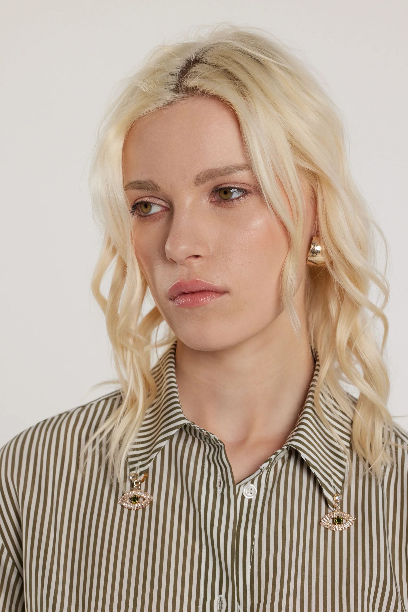 Relish Camicia ARDITI maniche lunghe con tasca a punta più spille occhio con strass righe RDP2603033043 1871 oliva