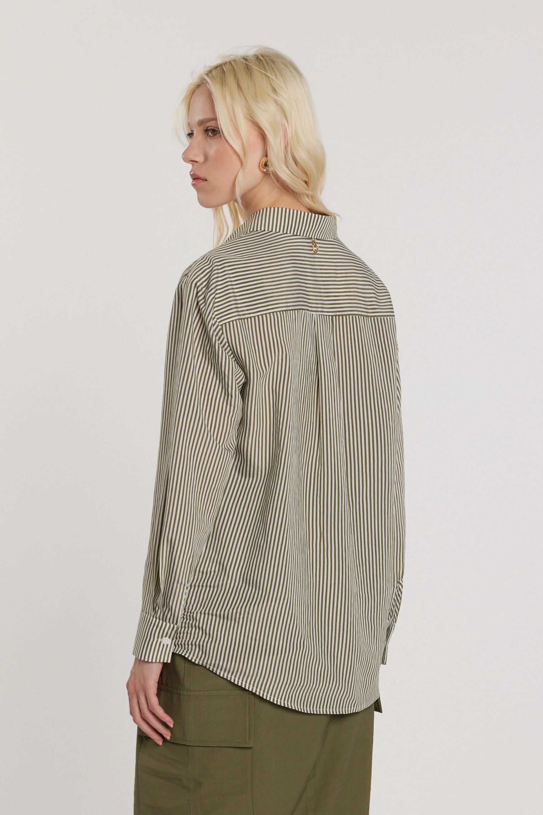 Relish Camicia ARDITI maniche lunghe con tasca a punta più spille occhio con strass righe RDP2603033043 1871 oliva