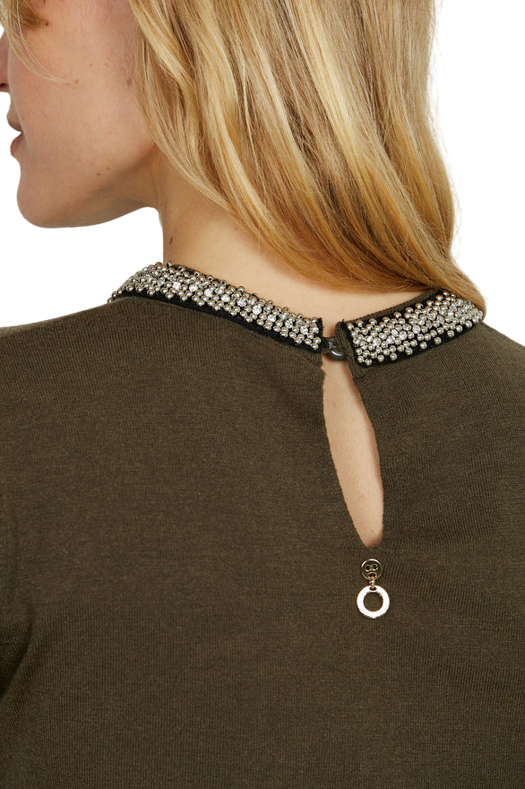 Relish – Maglia ACTERIA Mezza Manica con Goccia e Applicazione Perline e Strass RDA2502605007 Faggio - dettaglio retro