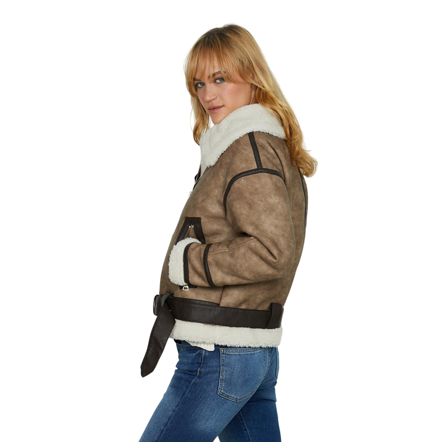 Relish – Montone PLUGH Manica Lunga con Pelliccetta e Dettagli in Ecopelle RDA2505005026 Castoro | Calore, Comfort e Stile Grintoso per l’Inverno - laterale