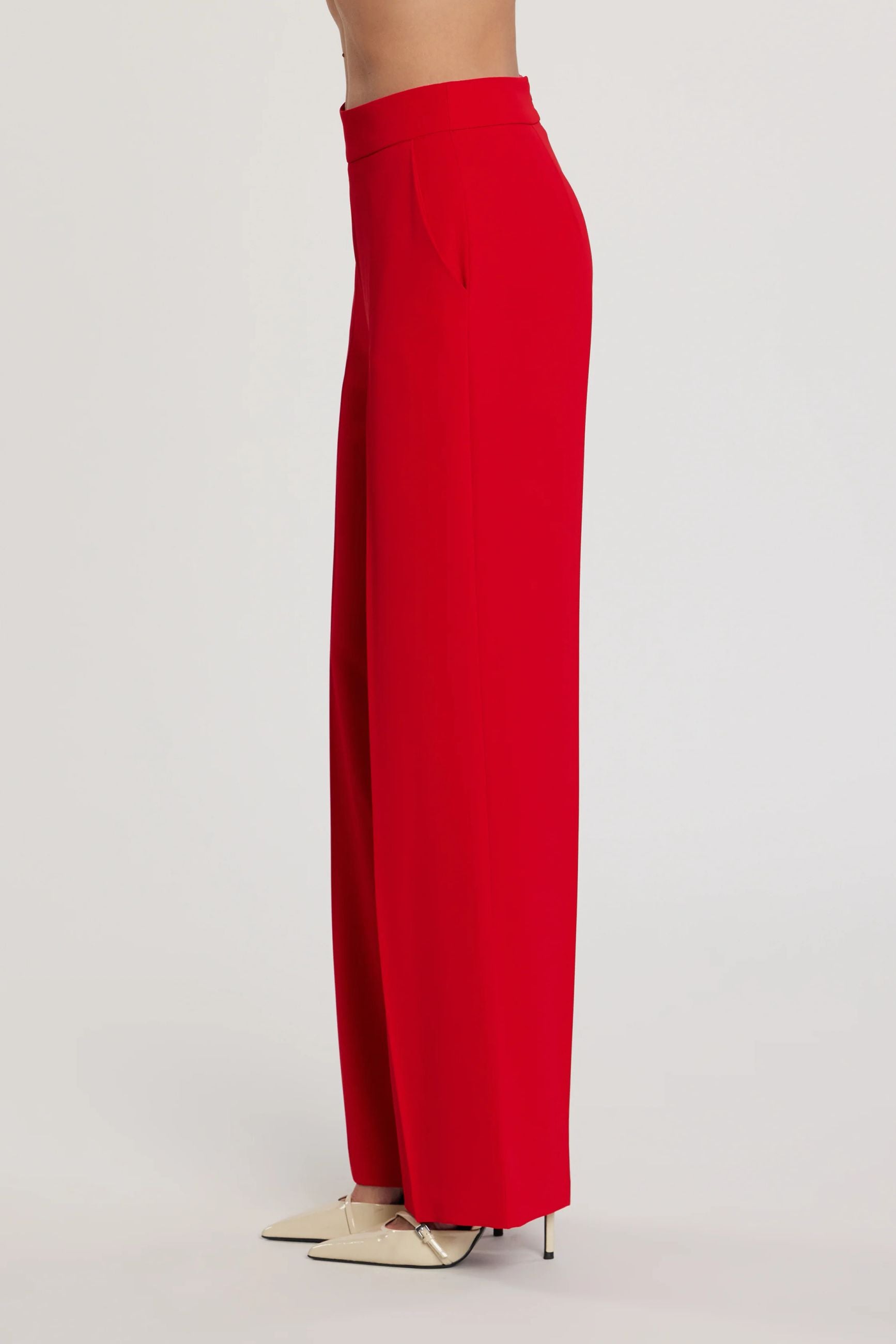 Relish Pantalone LALIM vita alta palazzo con tasche francesi RDP2607006025 Rosso