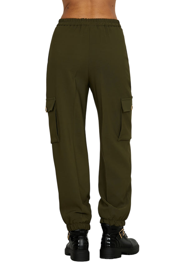 Relish – Pantalone TECLANA Vita Alta con Elastico, Tasconi, Tasche Francesi e Pieghe RDA2507006030 Verde| Comfort Moderno, Versatilità e Stile Made in Italy - retro