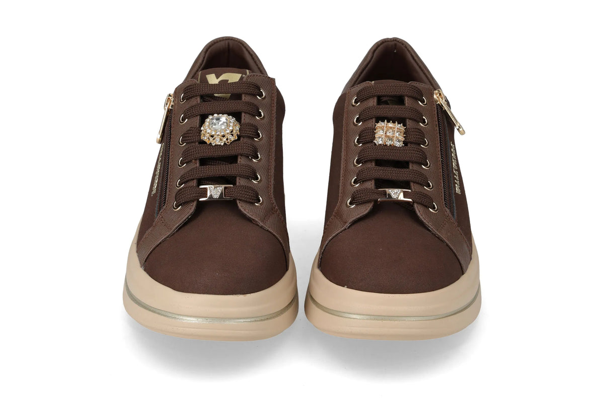 Valleverde scarpa sneakers donna con zeppa 35497 marrone